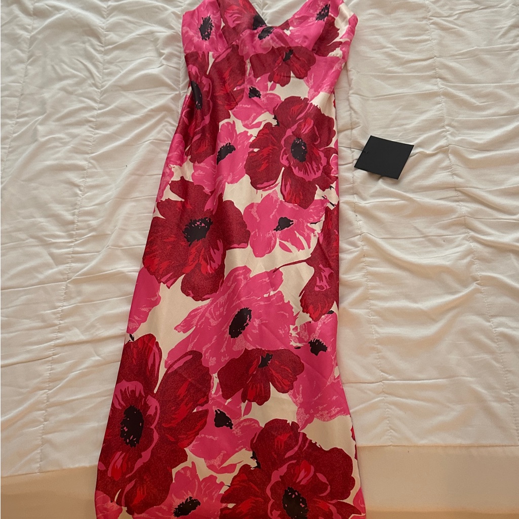 Lulu’s Adina White Multi Floral Slip Midi Dress